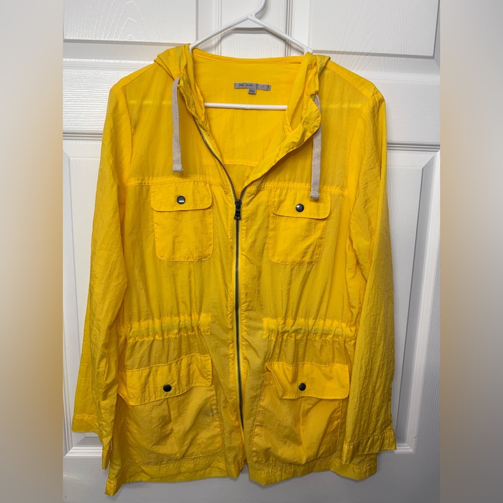 GAP Yellow Utility Jacket with Hood and Drawstring Waist Sz M